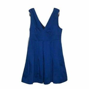 J Crew Blue Sateen V Neck Cocktail Dress 14 C4037